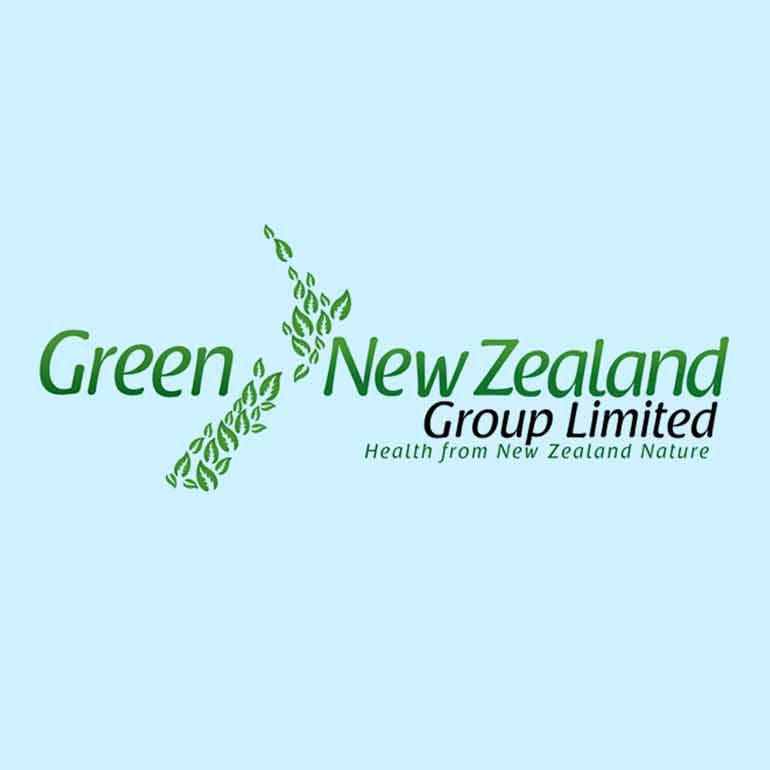 Green New Zealand map with silverfern leafs