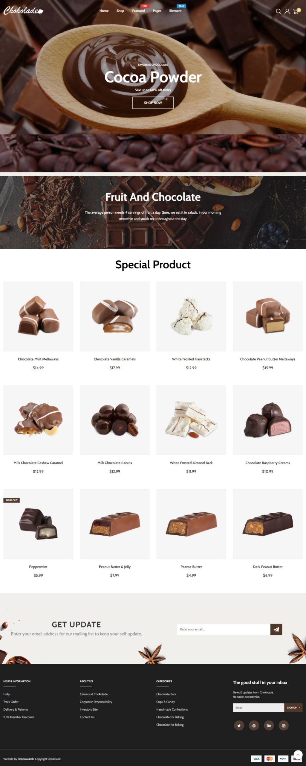 chocolate website design 